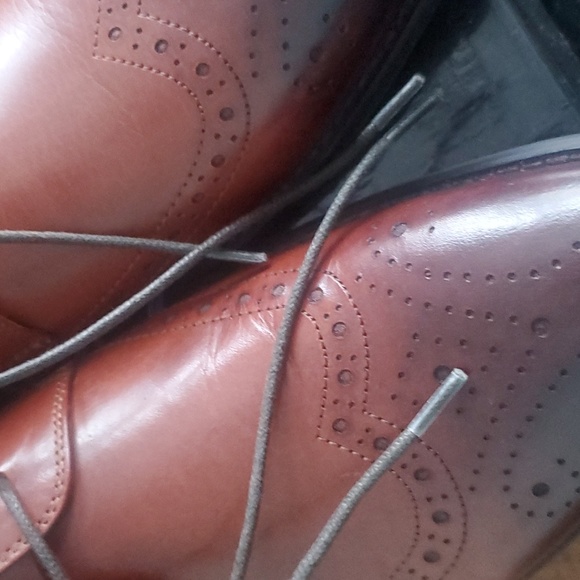 EUC Men's Lace up Wingtip Dress Shoes -Cognac Brown Size 7 - Picture 7 of 9